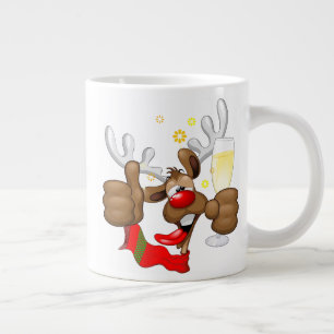 Reindeer Drunk Funny Christmas Character Large Coffee Mug
