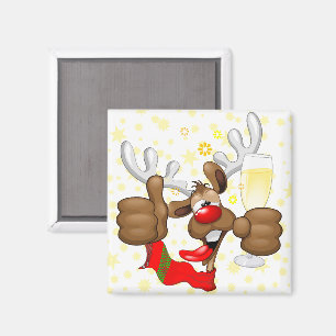 Reindeer Drunk Funny Christmas Character Magnet