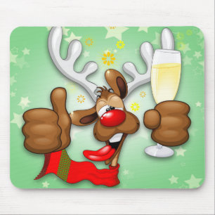 Reindeer Drunk Funny Christmas Character Mouse Pad
