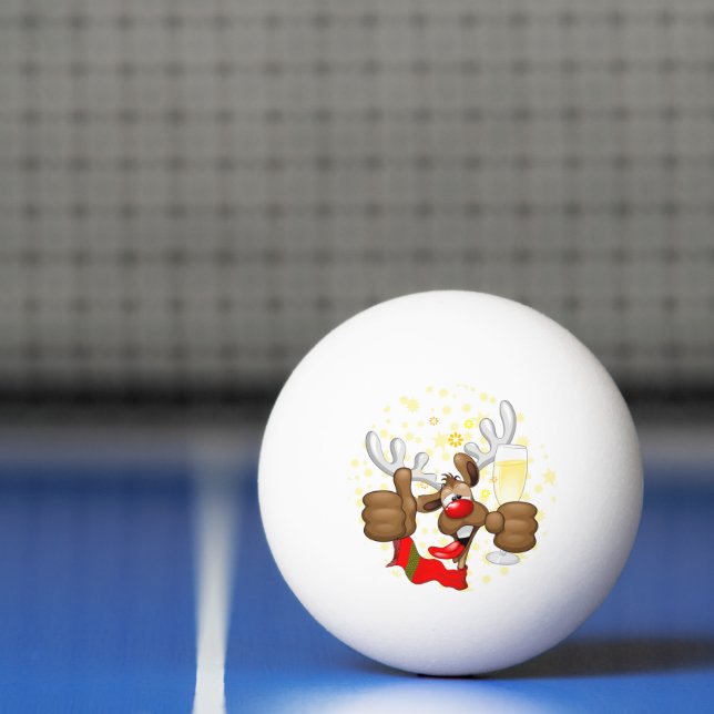 Reindeer Drunk Funny Christmas Character Ping Pong Ball (Net)