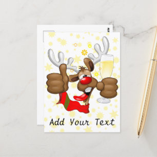 Reindeer Drunk Funny Christmas Character Postcard