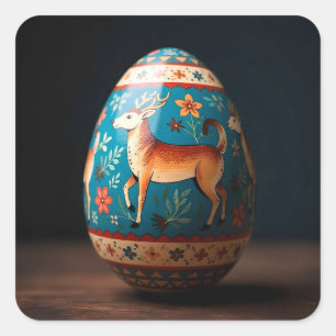 Reindeer Easter Egg Square Sticker