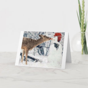 Reindeer Eating Snowman Holiday Card