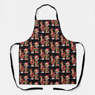 Reindeer ELF Santa Hat Love Cheetah Animal Xmas Apron