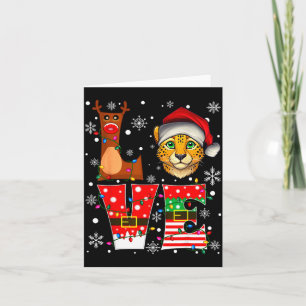 Reindeer Elf Santa Hat Love Cheetah Animal Xmas Card