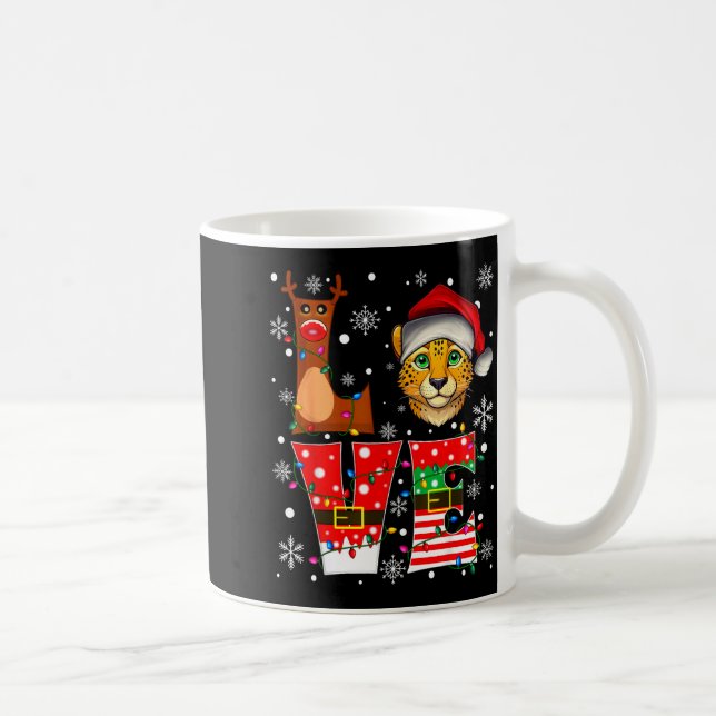 Reindeer Elf Santa Hat Love Cheetah Animal Xmas  Coffee Mug (Right)