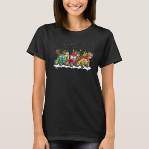 Reindeer Elf Santa Tractors Christmas Xmas Kids Bo T-Shirt