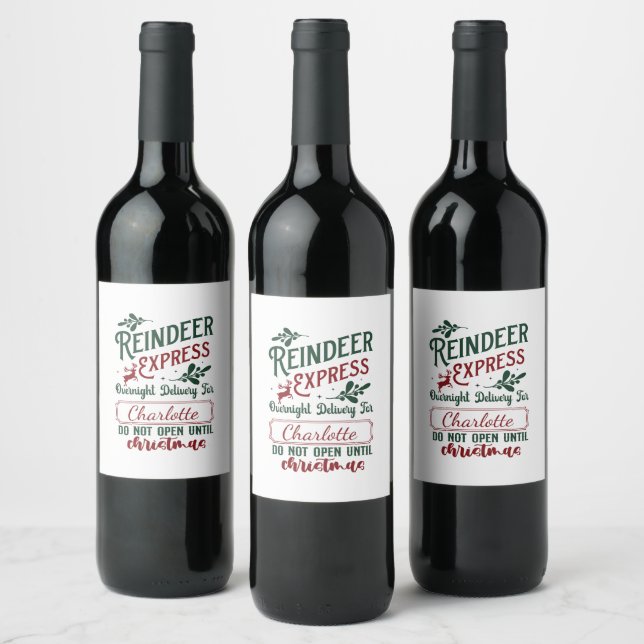 Reindeer Express for a joyful Christmas! Wine Label (Bottles)