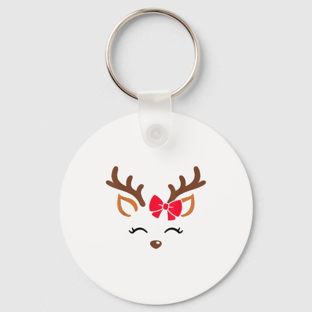 Reindeer Face Gles Christmas Costume Xmas Pajama G Key Ring (Front)