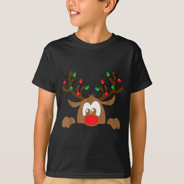 Reindeer Face Matching Family Christmas Deer Girl  T-Shirt (Front)