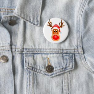 Reindeer face on 6 cm round badge