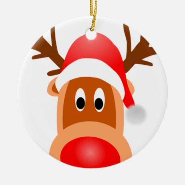 Reindeer face on ceramic ornament (Front)