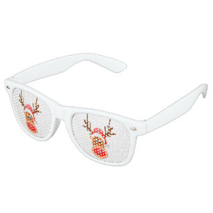 Reindeer face on retro sunglasses