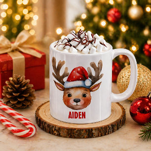 Reindeer Face Personalised Kids Mug