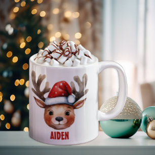 Reindeer Face Personalised Kids Mug
