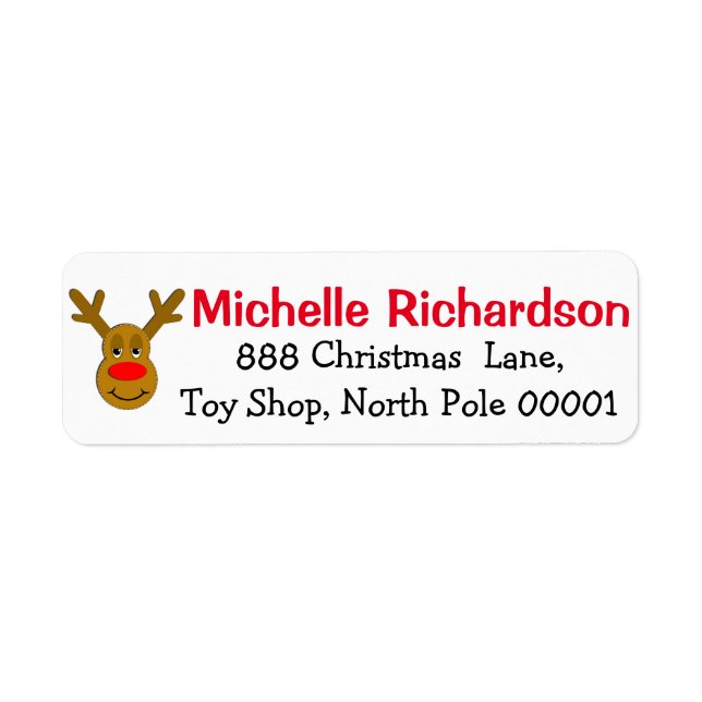 Reindeer Face Return Address Label (Front)