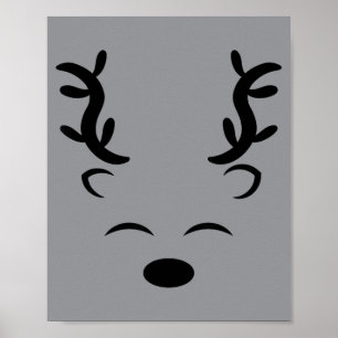 Reindeer Face Smile Funny Christmas Costume Poster