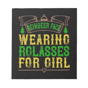 Reindeer Face, Wearing Glasses For Girl Notepad