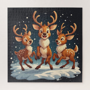 Reindeer Family Christmas Jigsaw Puzzle