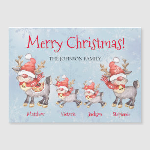 Reindeer Family Personalised Merry Christmas Card 