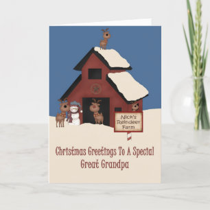 Reindeer Farm Great Grandpa Christmas Holiday Card