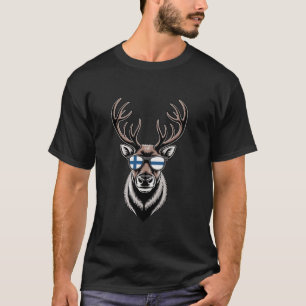 Reindeer Finland Flag Sunglasses  T-Shirt