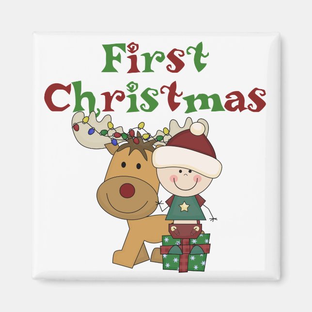 Reindeer First Christmas T-shirts and Gifts Magnet (Front)