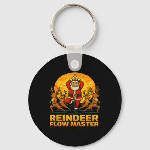 Reindeer Flow Master Yoga Santa Christmas Holiday Key Ring