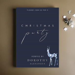 Reindeer Foil Christmas Party Invitation