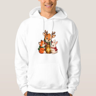 Reindeer Fox Rabbit Lantern Christmas Design Hoodie