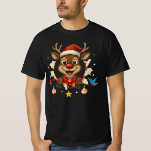 Reindeer Front And Back Xmas Fan Jumper, Reindeer T-Shirt