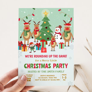 Reindeer Fun Christmas Party Invitation