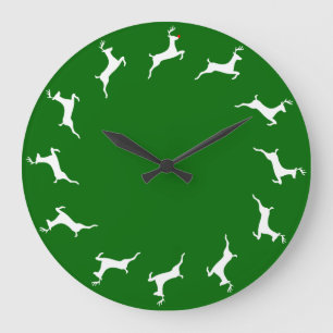 Reindeer Game Time Large Clock