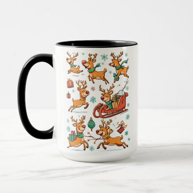 Reindeer Games – Christmas Cartoon Mug (Left)