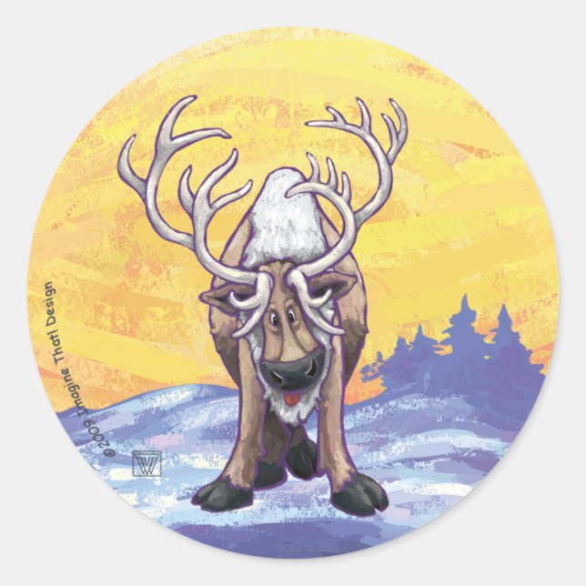 Reindeer Gifts & Accessories Classic Round Sticker (Front)