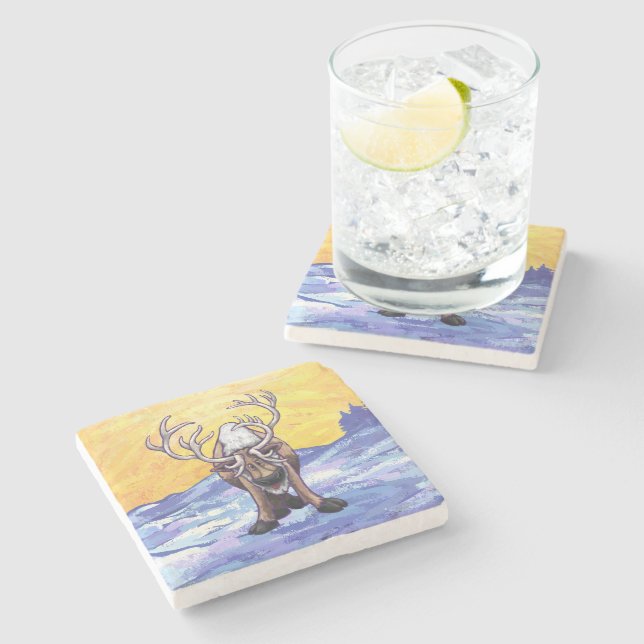 Reindeer Gifts & Accessories Stone Coaster (Side)