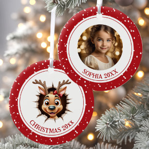 Reindeer Girl Name Christmas Photo Ornament