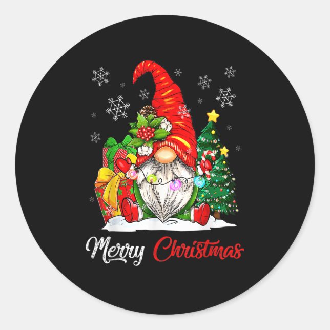 Reindeer Gnome Matching Family Xmas Merry Christma Classic Round Sticker (Front)