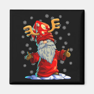 Reindeer Gnome Shirt Men Women Buffalo Plaid Red C Magnet