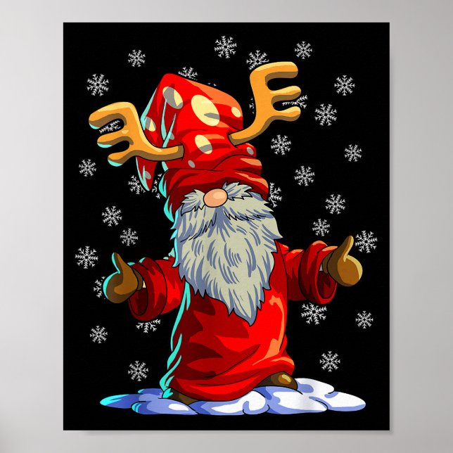 Reindeer Gnome Shirt Men Women Buffalo Plaid Red C Poster (Front)