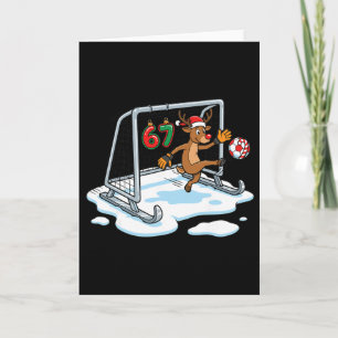 Reindeer Goalie 67 Soccer Net Funny Christmas Spor Card