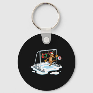 Reindeer Goalie 67 Soccer Net Funny Christmas Spor Key Ring