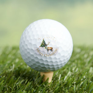 Reindeer Gold Baubles Merry Christmas Golf Balls