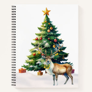 Reindeer Gold Baubles Merry Christmas Notebook