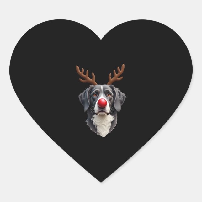 Reindeer Great Dane Christmas Great Dane Dog Mom D Heart Sticker (Front)