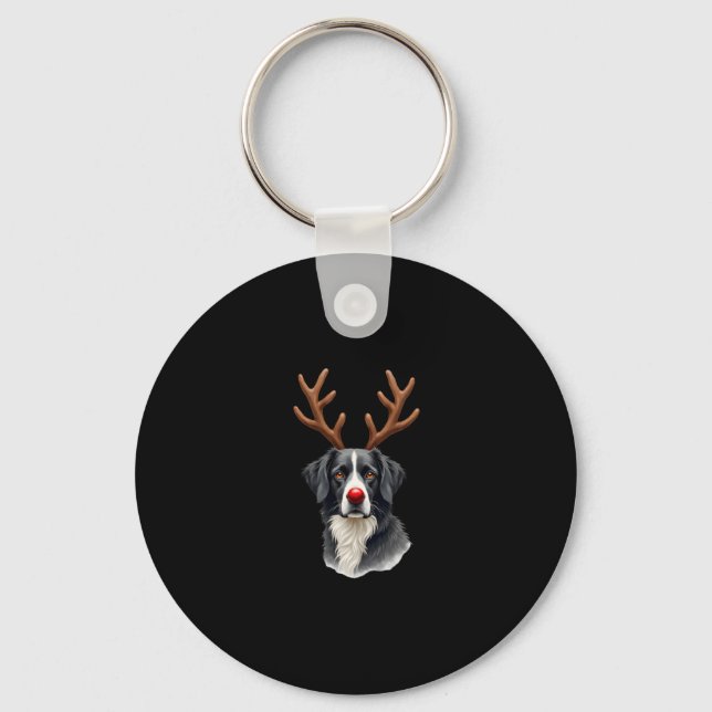 Reindeer Great Dane Christmas Great Dane Dog Mom D Key Ring (Front)