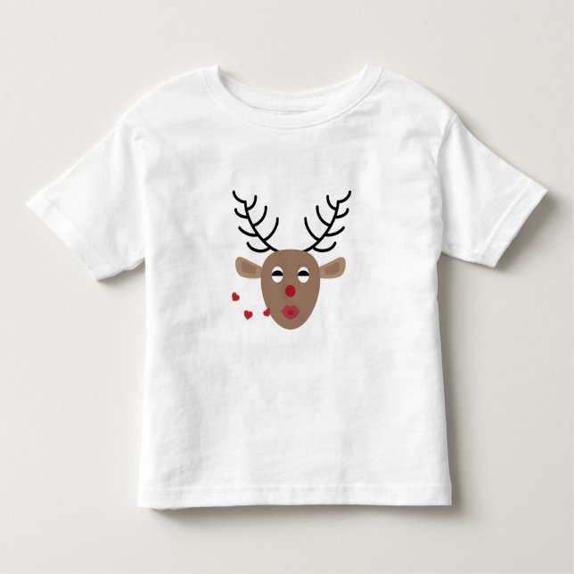 Reindeer Hearts Kisses Festive Christmas Cute Toddler T-Shirt (Front)