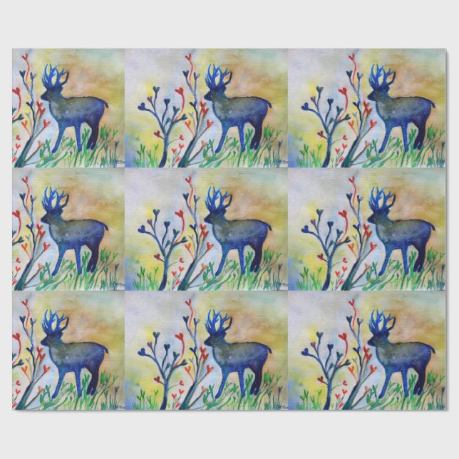 Reindeer Hearts Love  Matte Wrapping Paper (Flat)