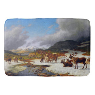 Reindeer Herd in the Mountains North of Røros Camp Bath Mat