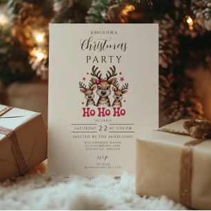 Reindeer Ho Ho Ho Christmas Invitation